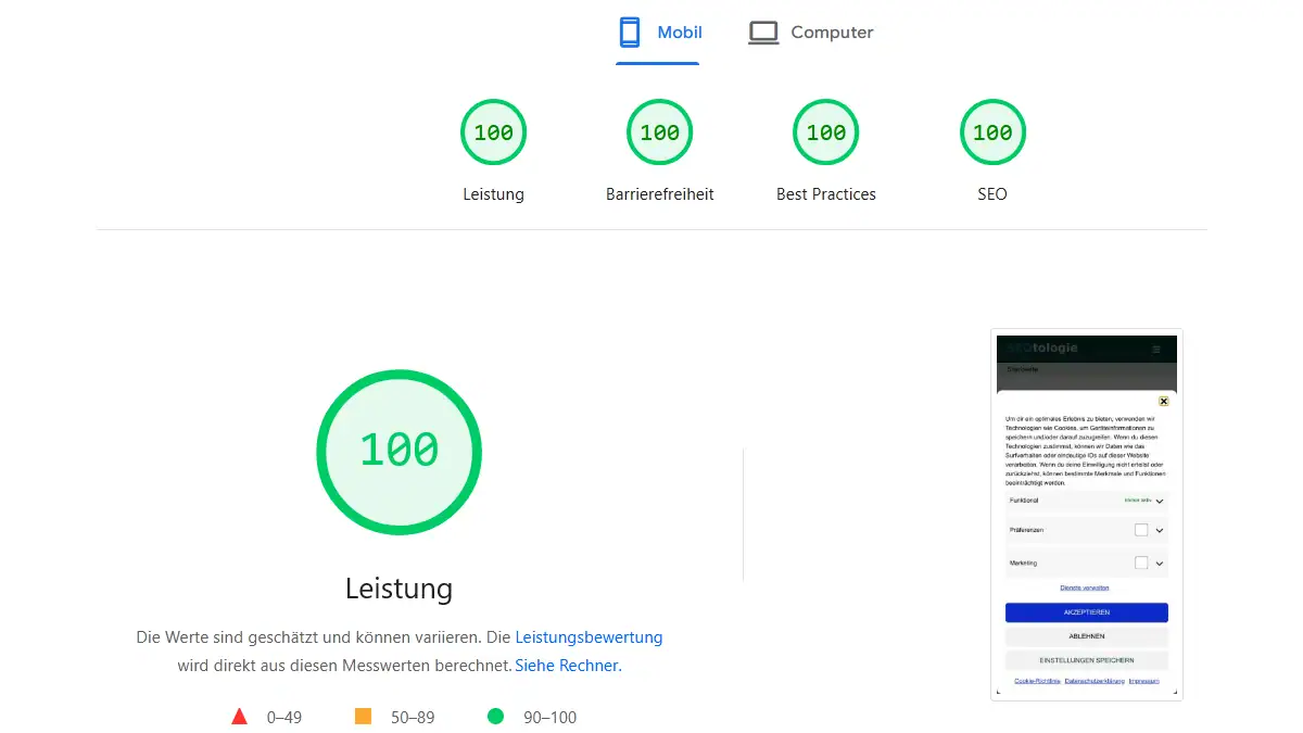 Hohe SEO-Performance für Webdesign und Online Marketing in Deutschland.