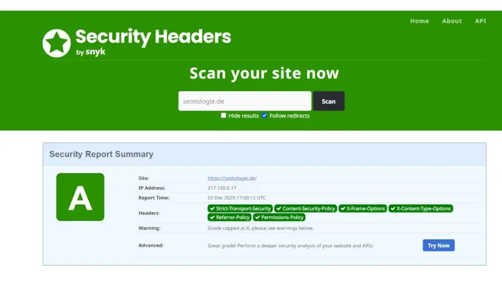 Sicherheitsscanner für Websites, Sicherheitsanalyse Ihrer Seite, Sicherheitsbericht, SSL-Check.